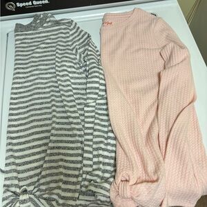 Striped Gray & Pink Cozy Long Sleeve Tops